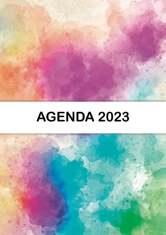 Portada para Agenda 2023 con Colores Acuarela - PDF A4