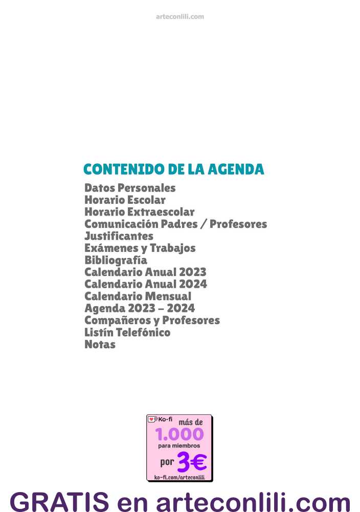 Agenda Escolar 】2023 - 2024 ⇨ Formato PDF