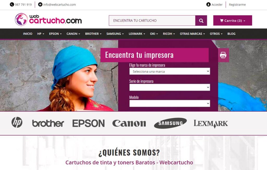 Página principal de webcartucho.com