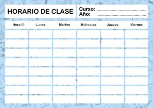 Plantilla horario escolar para imprimir en A4 PDF Español | GRATIS | Fondo Colegio - Imagen 17
