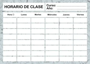 Plantilla horario escolar para imprimir en A4 PDF Español | GRATIS | Fondo Colegio - Imagen 18