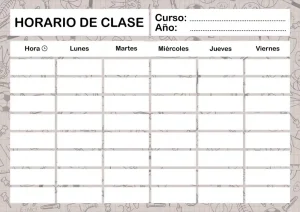 Plantilla horario escolar para imprimir en A4 PDF Español | GRATIS | Fondo Colegio - Imagen 16