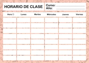 Plantilla horario escolar para imprimir en A4 PDF Español | GRATIS | Fondo Colegio - Imagen 14