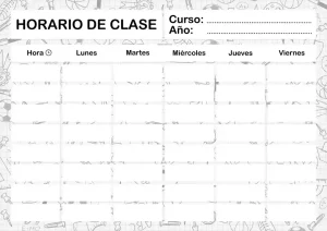 Plantilla horario escolar para imprimir en A4 PDF Español | GRATIS | Fondo Colegio - Imagen 12