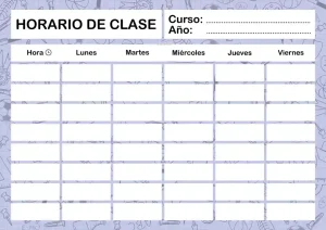 Plantilla horario escolar para imprimir en A4 PDF Español | GRATIS | Fondo Colegio - Imagen 11