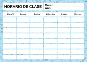 Plantilla horario escolar para imprimir en A4 PDF Español | GRATIS | Fondo Colegio - Imagen 10