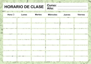 Plantilla horario escolar para imprimir en A4 PDF Español | GRATIS | Fondo Colegio - Imagen 9