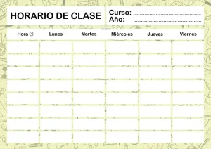 Plantilla horario escolar para imprimir en A4 PDF Español | GRATIS | Fondo Colegio - Imagen 8