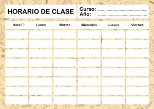 Plantilla horario escolar para imprimir en A4 PDF Español | GRATIS | Fondo Colegio - Imagen 7