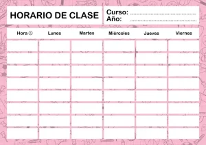 Plantilla horario escolar para imprimir en A4 PDF Español | GRATIS | Fondo Colegio - Imagen 6