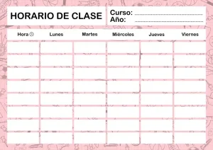 Plantilla horario escolar para imprimir en A4 PDF Español | GRATIS | Fondo Colegio - Imagen 4