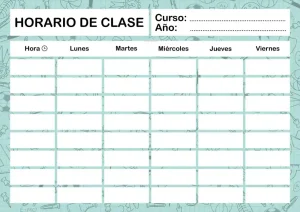 Plantilla horario escolar para imprimir en A4 PDF Español | GRATIS | Fondo Colegio - Imagen 3