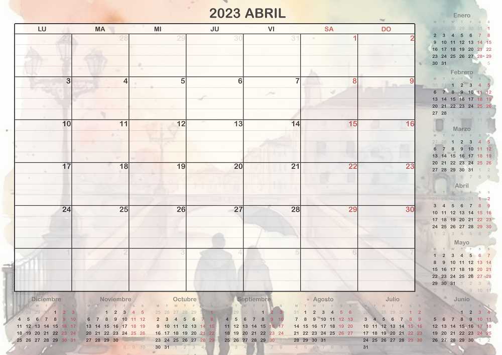 calendario mes de abril 2023 enamorados