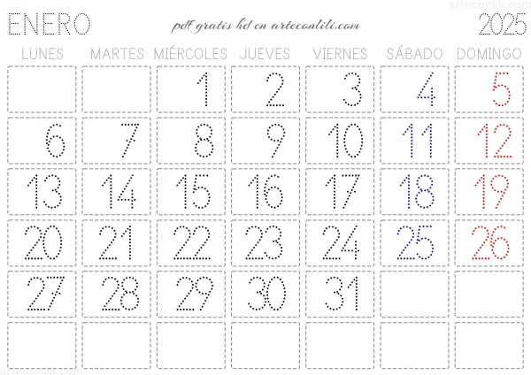 calendario 2025 infantil puntos fuente escolar arteconlili.com 1