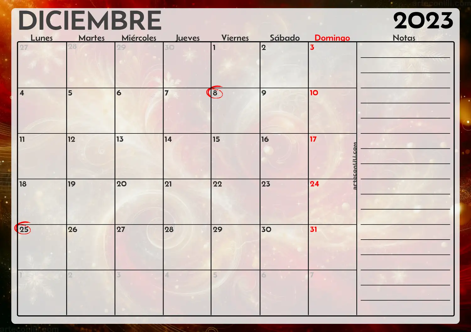 calendario diciembre 2023 arteconlili.com6