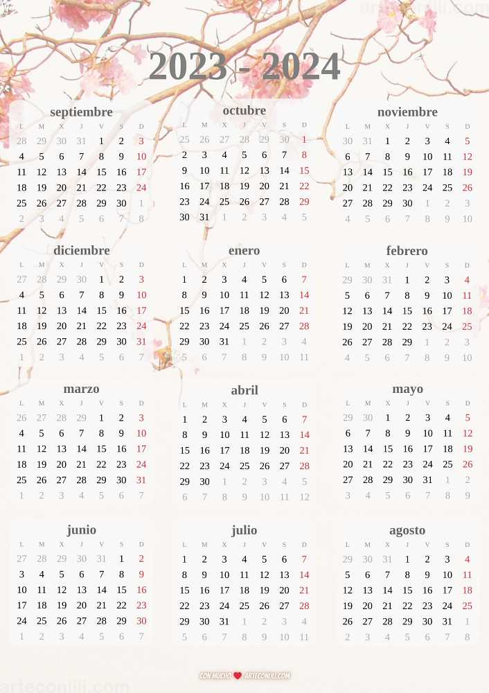 calendario escolar 2023 2024 septiembre agosto flores15