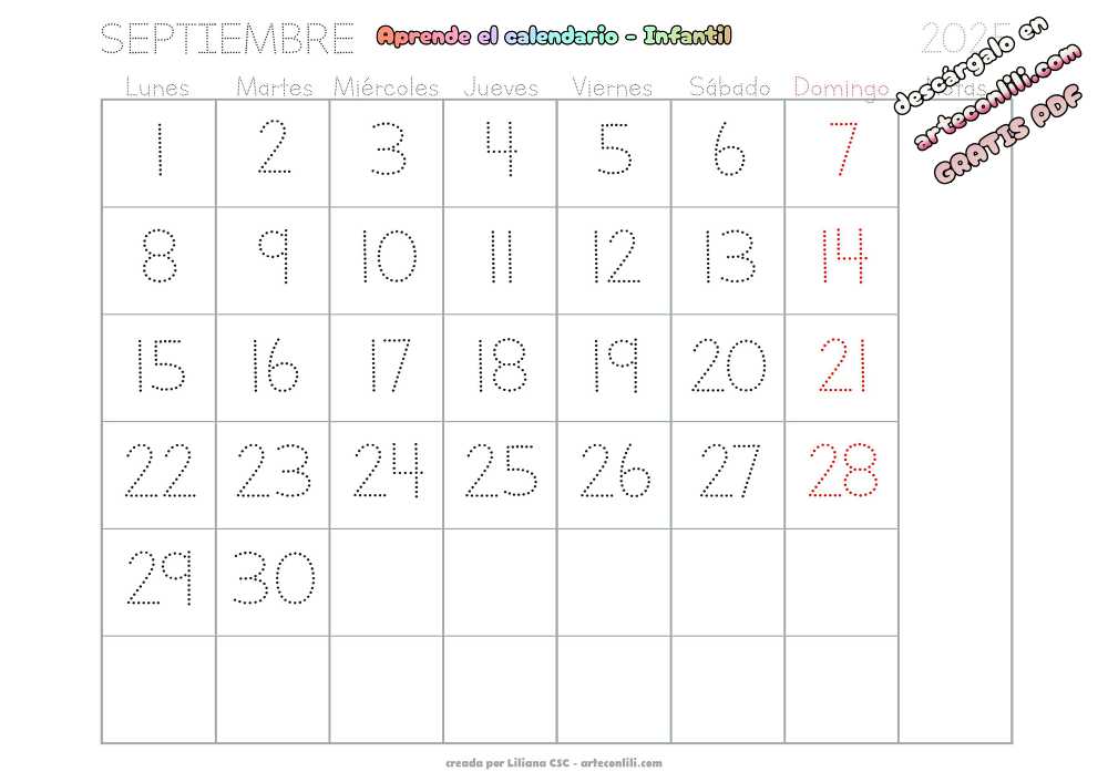 calendario infantil 2025 14 09 Septiembre 01