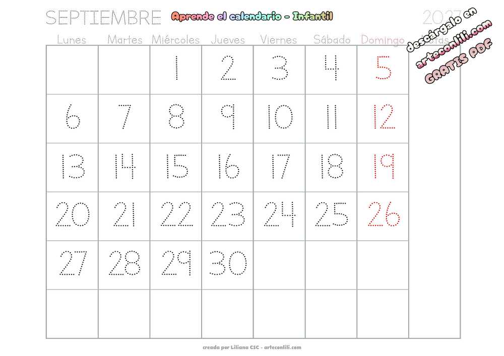 calendario infantil 2027 14 09 Septiembre 01