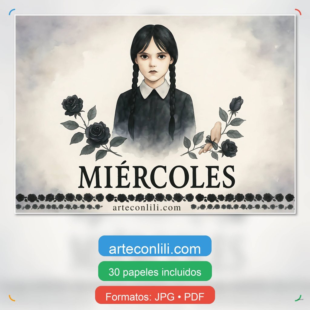 Portada de la colección Miércoles – Kit imprimible estilo Wednesday Addams