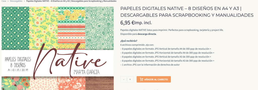 Coleccion verano de martagracia diseños A4 y A3 para scrapbooking