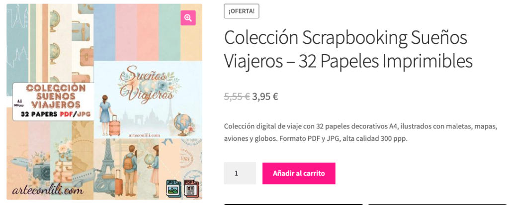 Colección de verano y viaje de arteconlili en oferta 32 papeles completa.