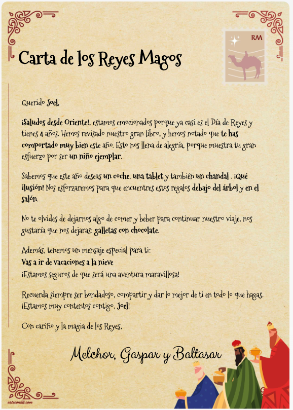 carta de los reyes magos modelo 2 para imprimir pdf