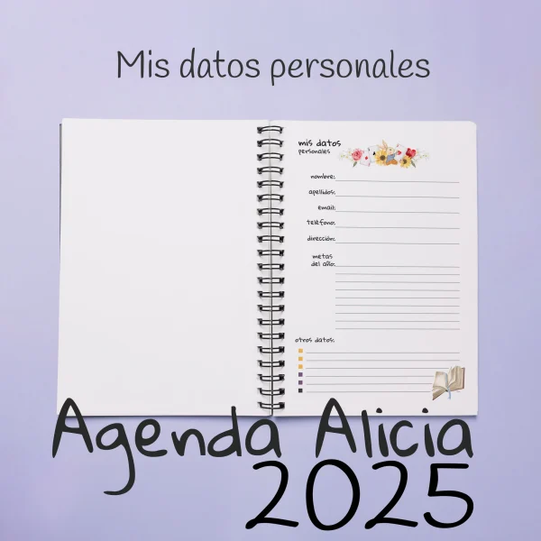 mockup agenda 2025 alicia mis datos