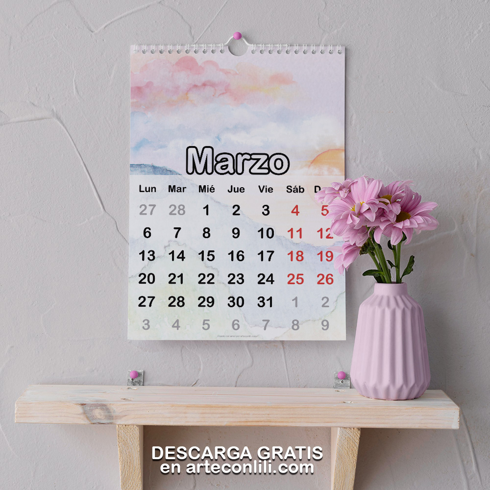 Aguanieve raíz mimar Calendario Pared 2023 para imprimir PDF Gratis - Fondo Acuarela