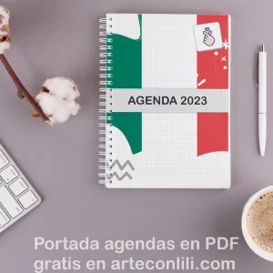 mockup de agenda con la bandera de mexico