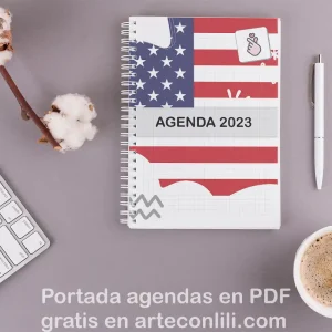 mockup de agenda con la bandera de usa