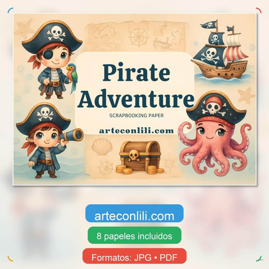 papeles de scrapbooking pirata infantiles para imprimir