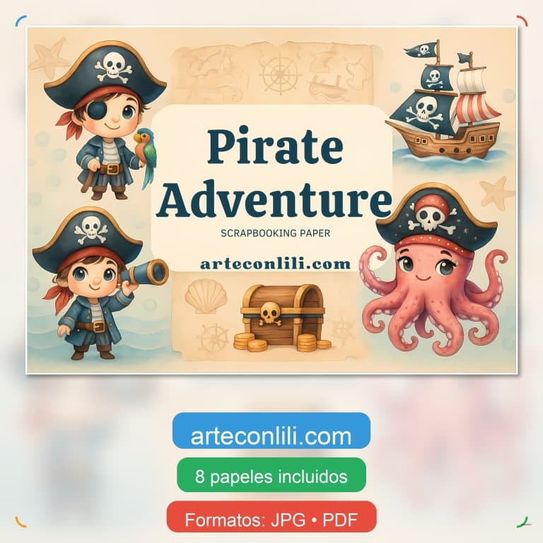papeles de scrapbooking pirata infantiles para imprimir