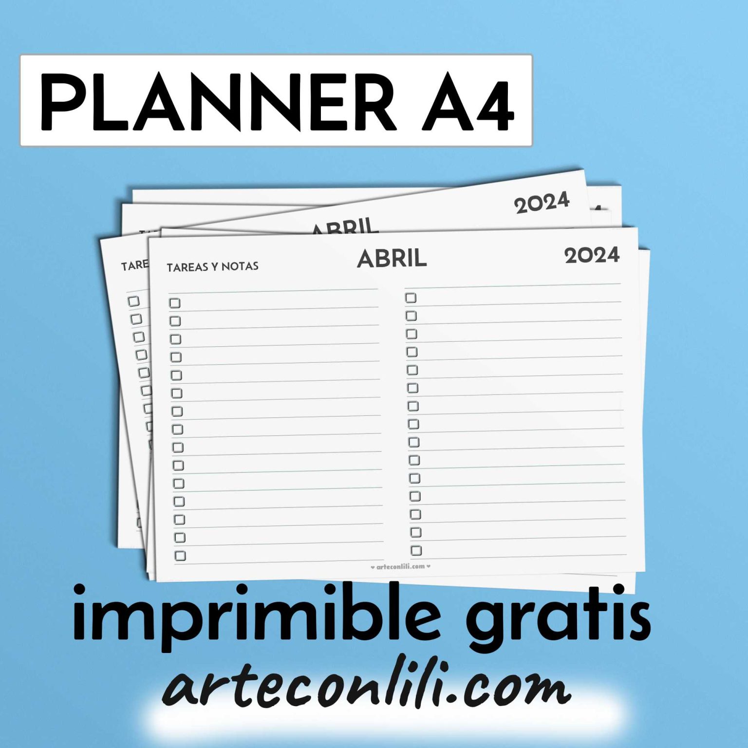 Planner 2024 para imprimir gratis PDF - Plantilla - arteconlili.com