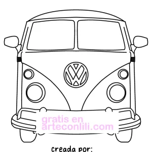 Sello Furgoneta Volkswagen para colorear [PDF A4 Descarga Gratis]